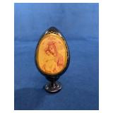 Russian Lacquer Egg With Icon of Madonna