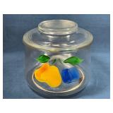 Hand-Painted Glass Jar with Fruit Motif