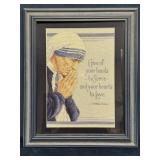 Framed Mother Teresa Cross-Stitch Artwork