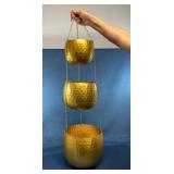 Three-Tier Gold Metal Hanging Planter, 40"