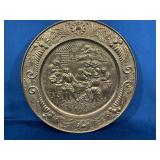 English Embossed Brass Decorative Plate