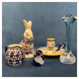 Handmade Polish Pottery and Glass Decor Lot