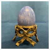 Lepidolite Egg with Gilt Metal Stand