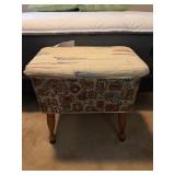 Upholstered Sewing Box With Contents, 19" x