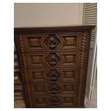 Ornate Wood Chest of Drawers, 5-Drawer, 47"H
