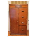 Wooden Wardrobe With Drawers, 60x33.5x19"