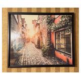 Framed Street Scene Print, 23.5x20"