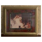 Framed Print of Girl with Cats, 24" x 19.5"