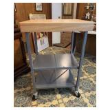 Mobile Kitchen Cart with Wood Top, 24" x 20"