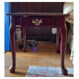Wood Side Table with Brass Handle, 26x21x20"