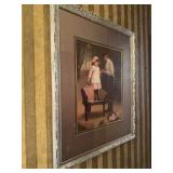 Framed Print Depicting Girl and Man, 27x32"