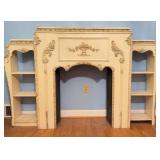 Ornate Painted Wood Mantelpiece, 77x43x11.5"