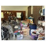 Garage Lot With Storage Shelving Units