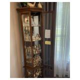 Wooden Curio Cabinet With Figurine Collection