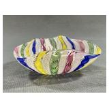 1950s Murano Zanfirico Latticino Art Glass Bowl