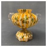 Franz Welz Urn Shaped Cased Glass Vase w/ Handles