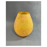 Yellow Textured Glass Vase, 8.5 Inches Tall