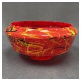 Vintage Splatter Glass Bowl Cased in Clear Glass