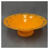 Vintage Hand Decorated Footed Glass Bowl