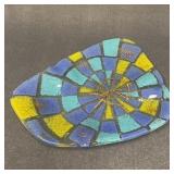 Higgins Signed Fused Glass Trinket Dish