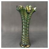 Imperial Carnival Glass Ripple Pattern Vase 11.5"