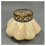Art Nouveau Bohemian Pearl Flower Frog Rose Bowl