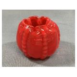 Mid-Century Czech Chribska Red Ribbed Rose Bowl