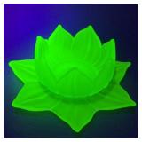 Westmoreland Frosted Green Uranium Glass Lotus