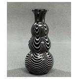 Bohemian Art Deco Striped Gourd Vase, 4 1/4"