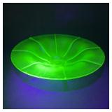 Vintage Fenton Uranium Glass Pedestal Bowl 11"