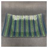 Vintage Fused Glass Curved Tray 10.5" x 7"