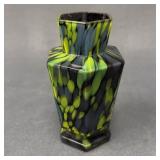 Czech-Attributed Small Hexagonal Glass Vase 4.5"