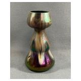Art Glass Iridescent Vase with Organic Form