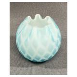 Murano Blue Opalescent Diamond Quilted Vase