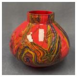 Vintage Cased Pulled Glass Vase, 5 Inches Tall