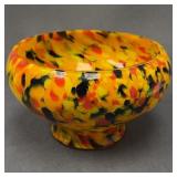 Vintage Cased Splatter Glass Bowl, Czechoslovakia