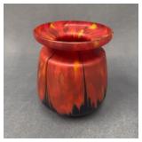 Rï¿½ckl Frosted Red, Black, and Yellow Vintage Vase