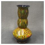 Vintage Splatter Glass Vase Cobalt Blue Interior