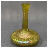 Yellow Iridescent Bud Vase Attributed to Loetz