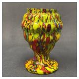 Wilhelm Krakil Vintage Splatter Glass Vase 5.5"