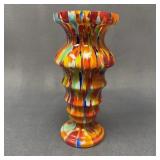 Vintage Art Glass Splatter Vase, 8.5" Tall