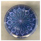 Higgins Mid-Century Fused Glass Peacock Platter