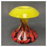 Unusual Vintage Splatter Glass Candle Holder 4"