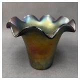 Imperial Glass Iridescent Ruffle Top Vase, 7"