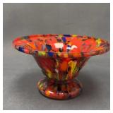 Vintage Czechoslovakian Splatter Art Glass Bowl