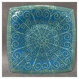 Higgins Signed Vintage Fused Glass Platter 13.5"