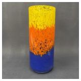 Unsigned Vibrant Thick Walled Art Glass Vase