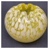 Vintage Yellow and White Splatter Glass Rose Bowl
