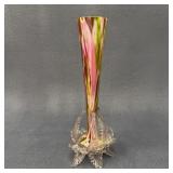 Franz Welz Vintage Splatter Glass Bud Vase, 9"
