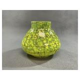 Bohemian Art Nouveau Spatter Threaded Glass Vase